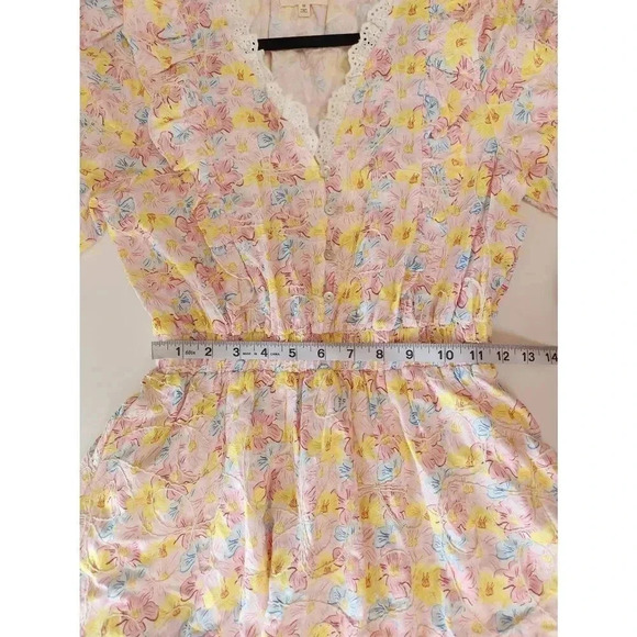 Melloday Mini Dress Cottage Floral Tiered Womens Size Medium - Picture 7 of 8
